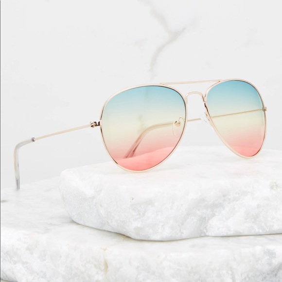 Accessories - Blue Fade Red Aviator Sunglasses